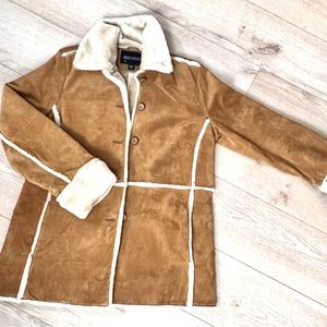 Suede & faux shearling coat